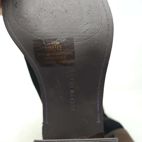 Lucky Brand Womens Heels Ryemi Black Suede Block Heel Sandal Bootie Shoes Sz 10 - Picture 7 of 8